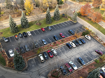 parking lot at La Salle Towers in Burlington ON